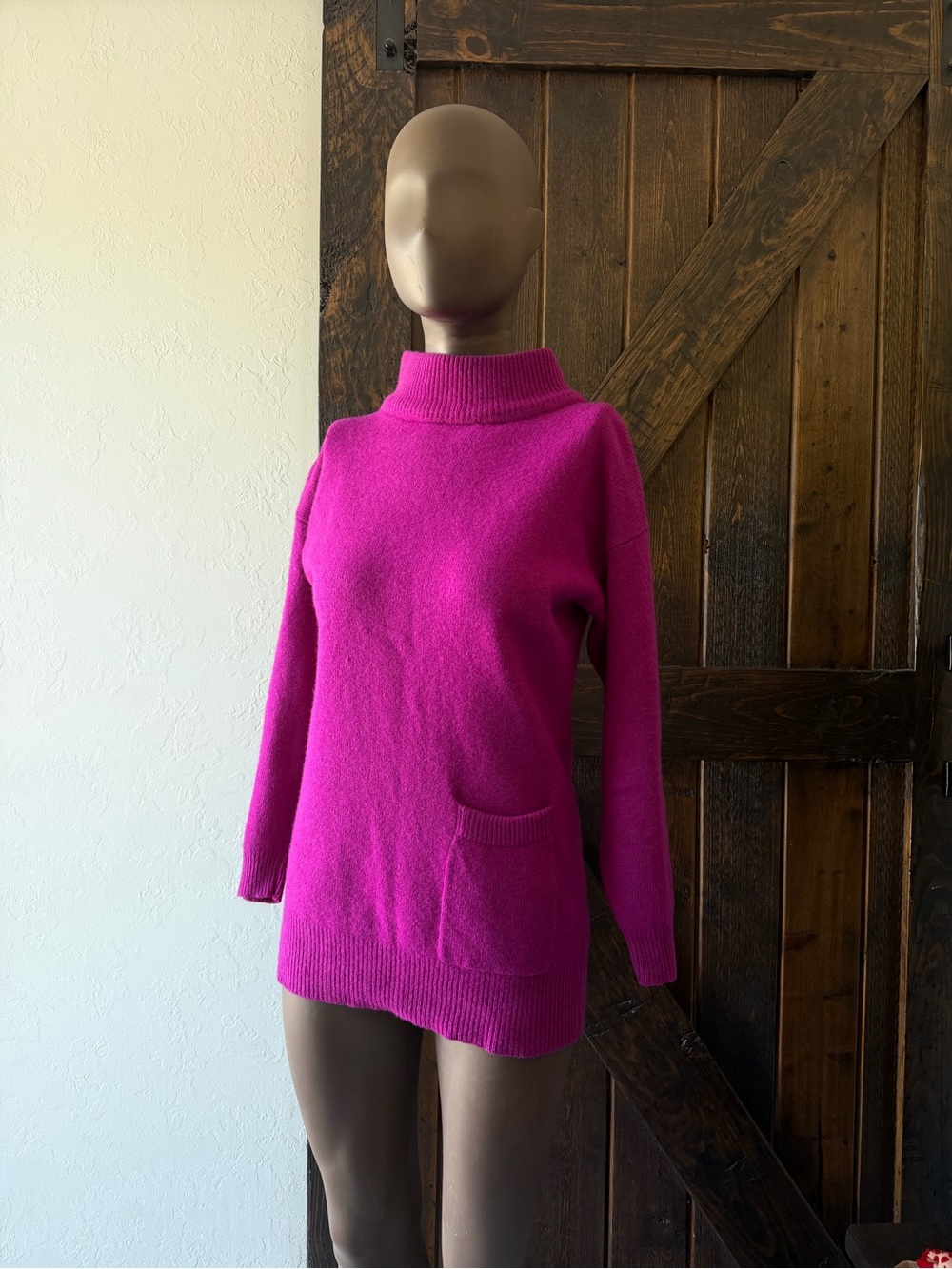 Paul set Duffier Vintage Magenta Pink Wool Angora Turtleneck Sweater Tunic